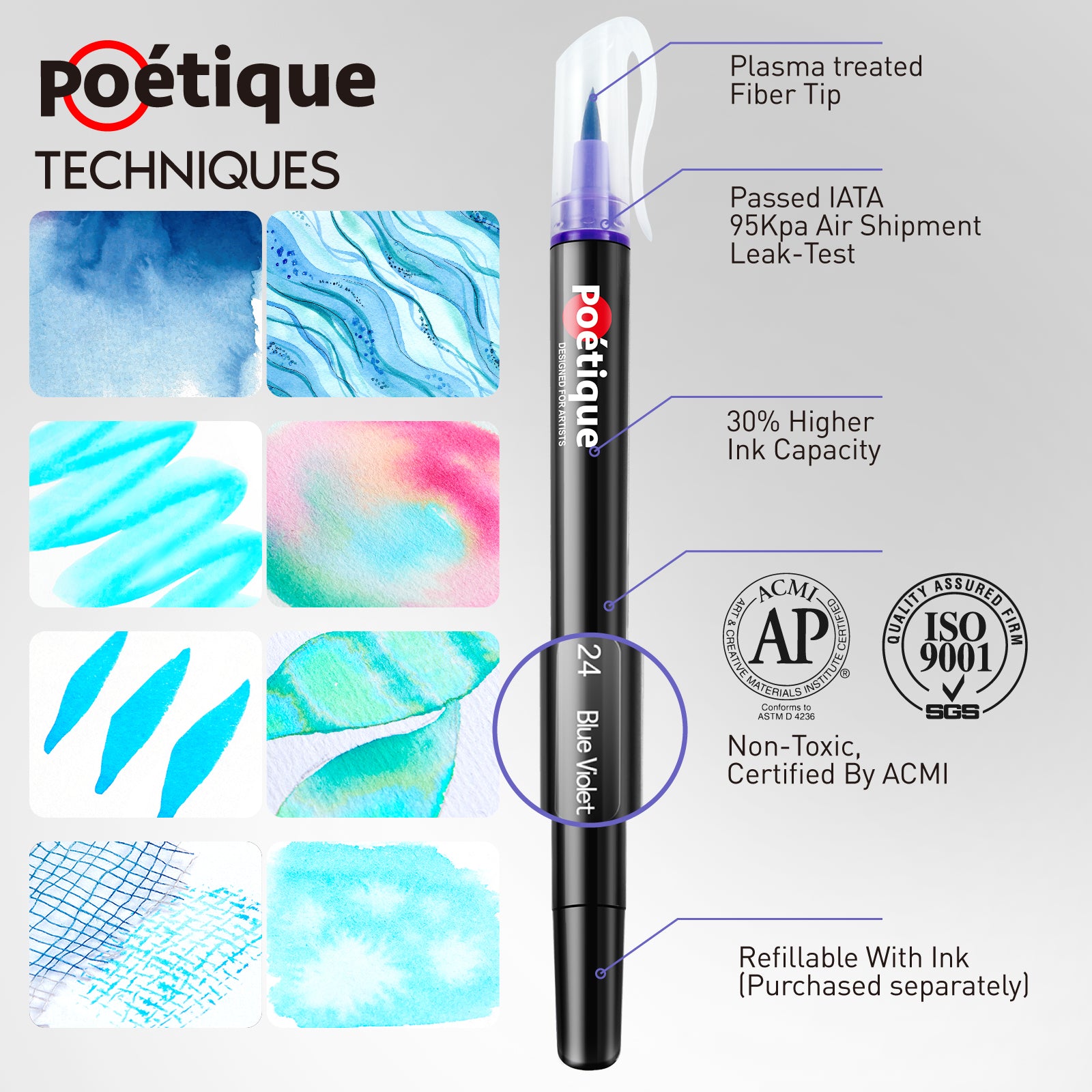Ginflash Refillable Paint brush Water Brush Ink Pen Water Color